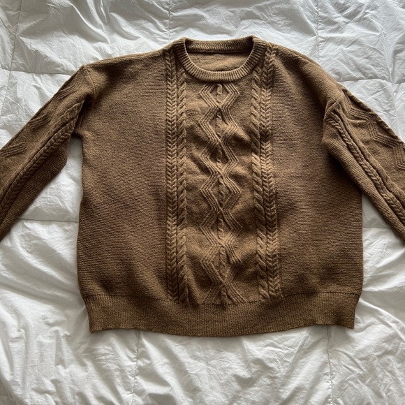 NWT SHEIN DAZY Cable Knit Drop Shoulder Sweater Size S(0) Color Mocha Brown - Picture 6 of 15